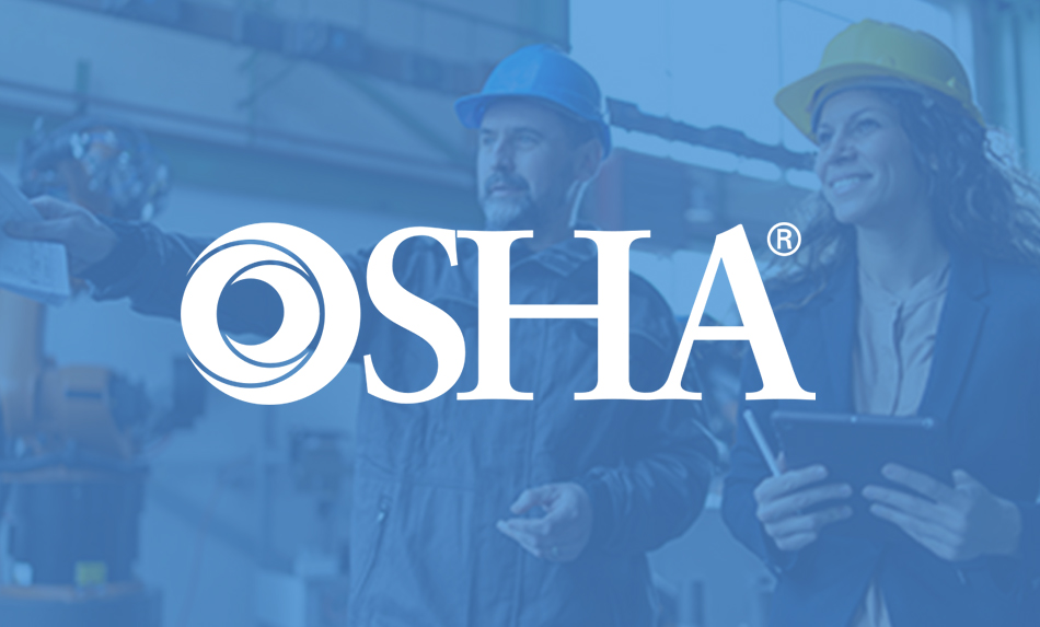 Osha logo, with two construction workers in the background.