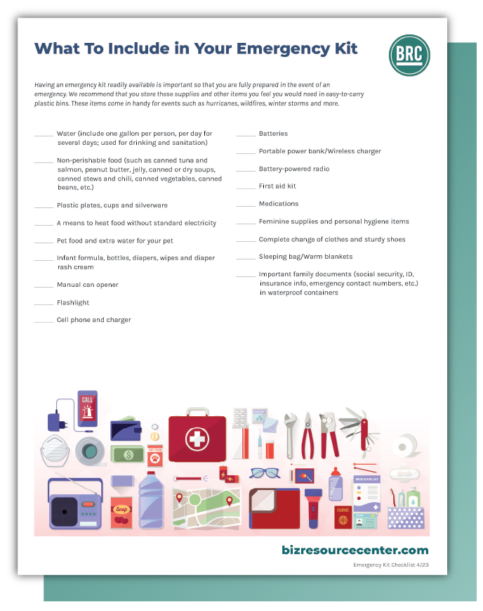 What to Include in Your Emergency Kit Business Resource Center